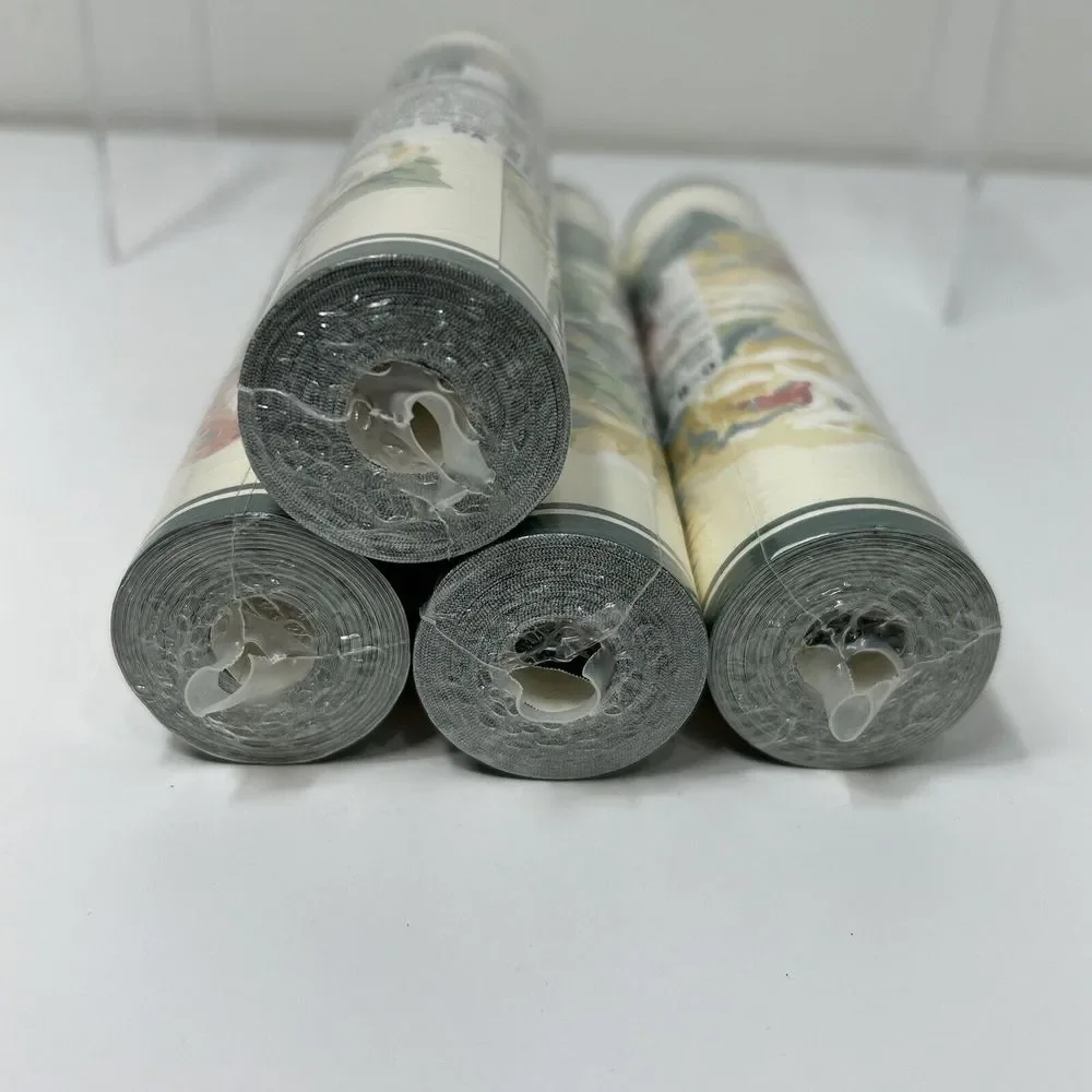 York Prepasted Wallpaper Border Floral Cottage Pink Rose Grandma Core Lot Of 4